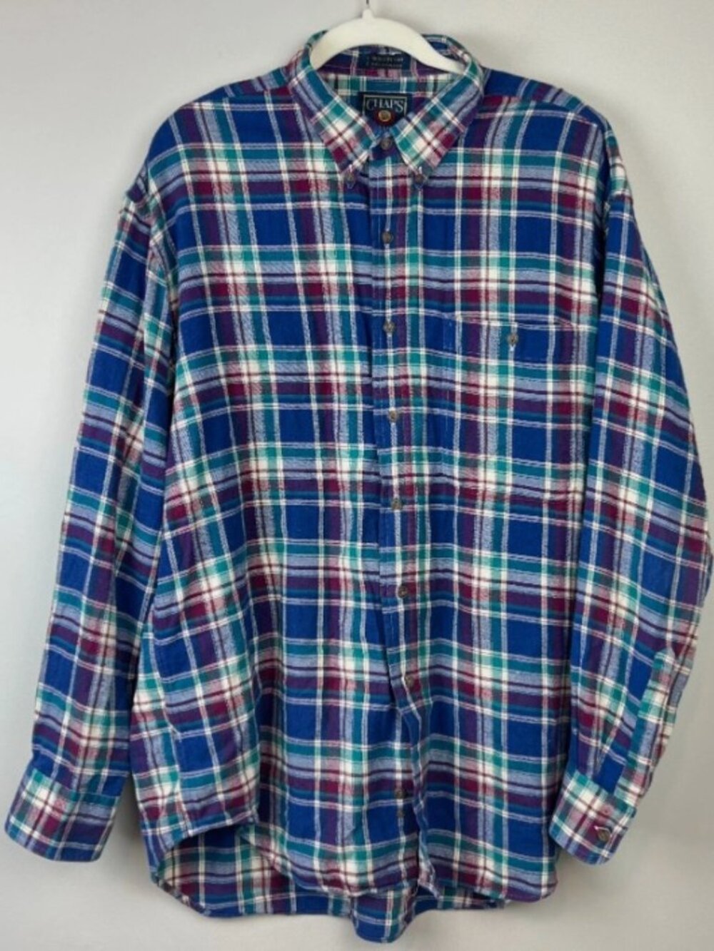 Vintage Chaps Ralph Lauren Menโs XL Plaid Regular Fit Button Down Shirt